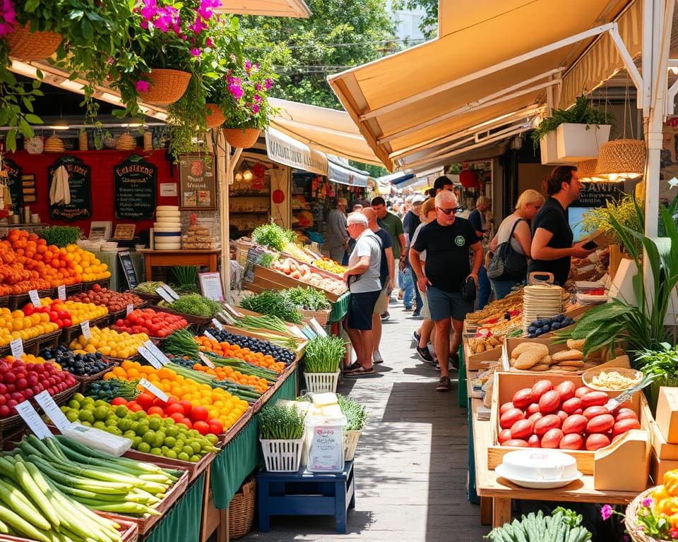 Bezoek een markt vol biologische streekproducten