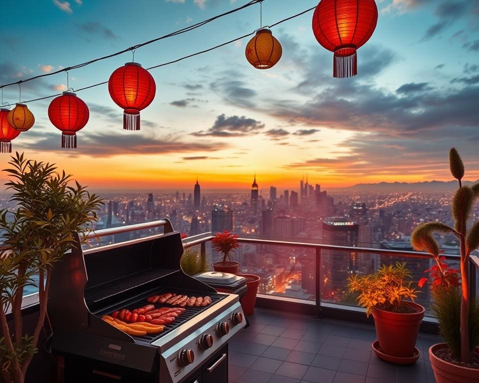 Geniet van een rooftop barbecue met uitzicht op de stad