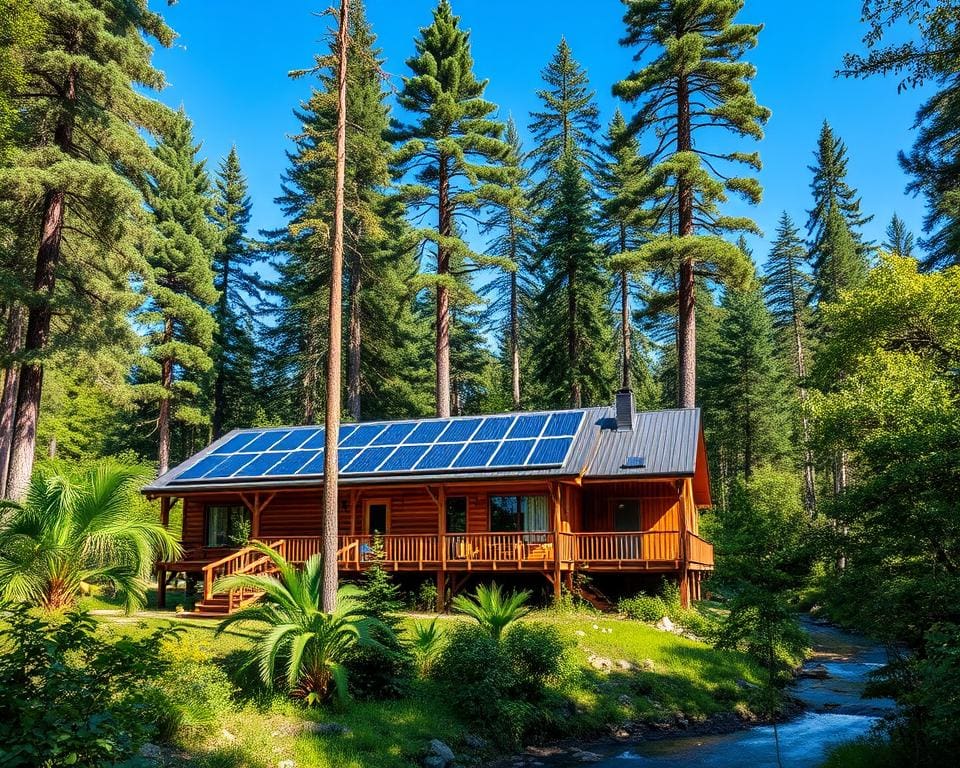 Ontsnap naar een eco-lodge in een bosrijk gebied