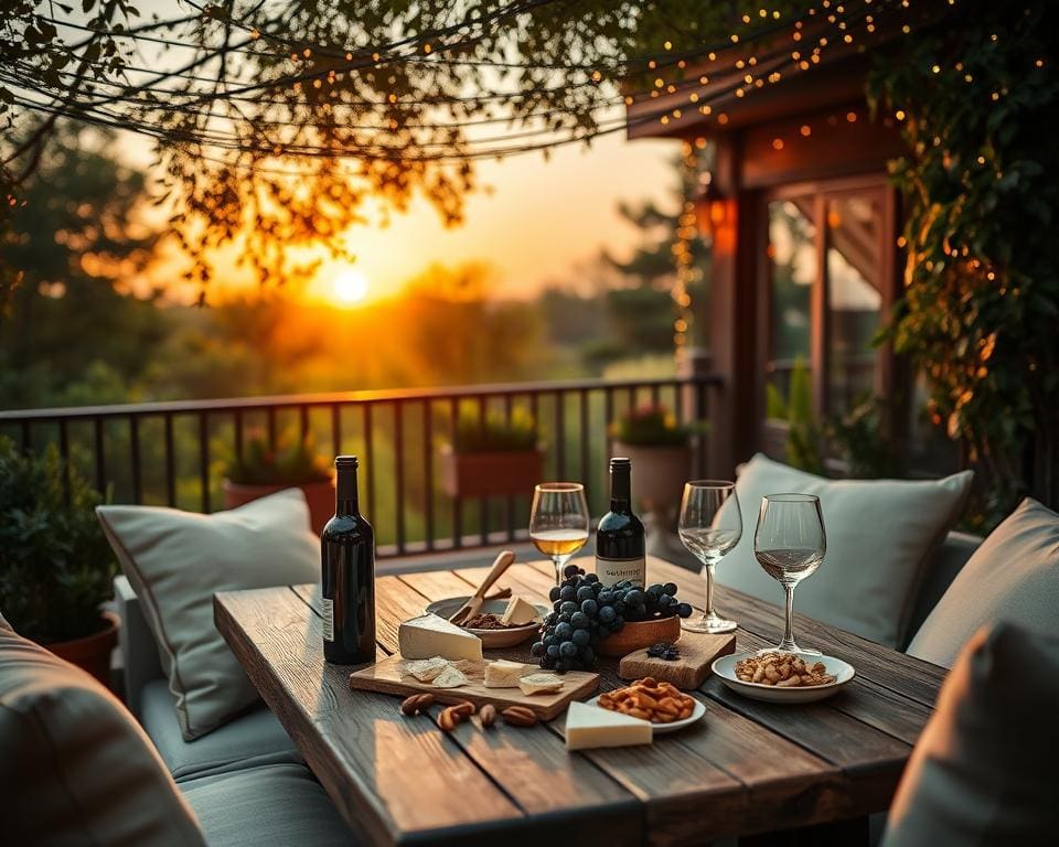 Probeer een wijn- en kaasavond op een charmant terras