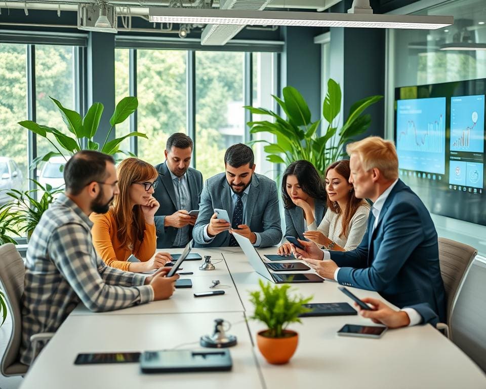 Bedrijfscommunicatie en telefoons in een moderne werkomgeving