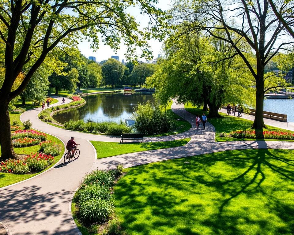 wandelroutes en fietsen in Park Middenvijver Antwerpen