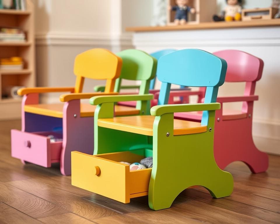 Kinderstoelen met een ingebouwde tafellade