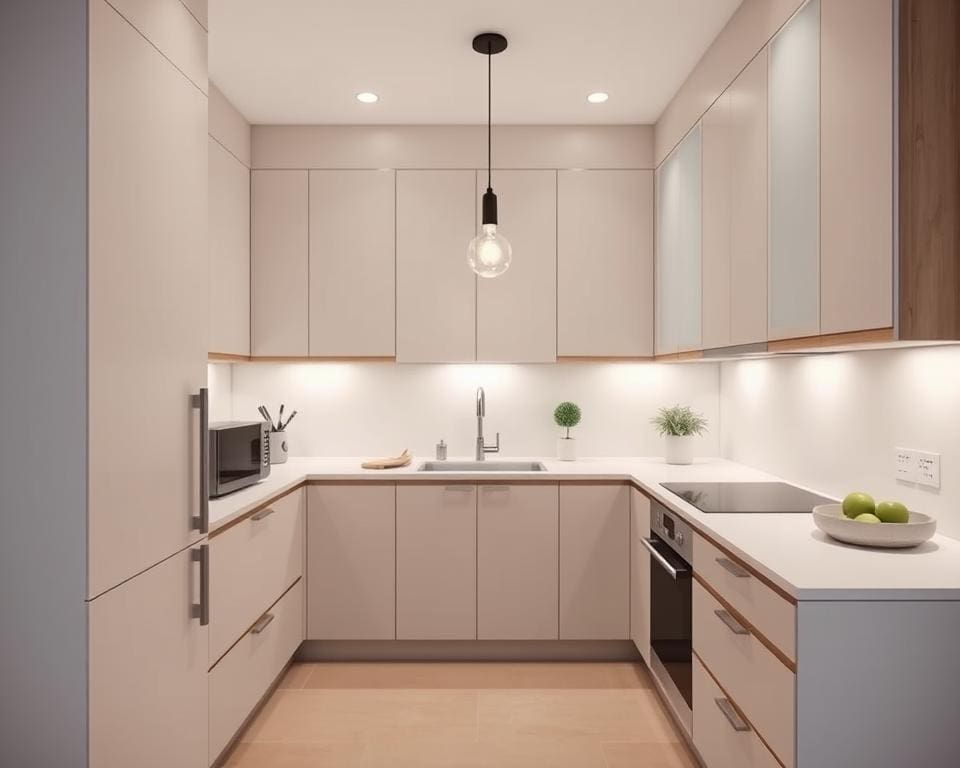 Klein keukenontwerp in moderne stijl