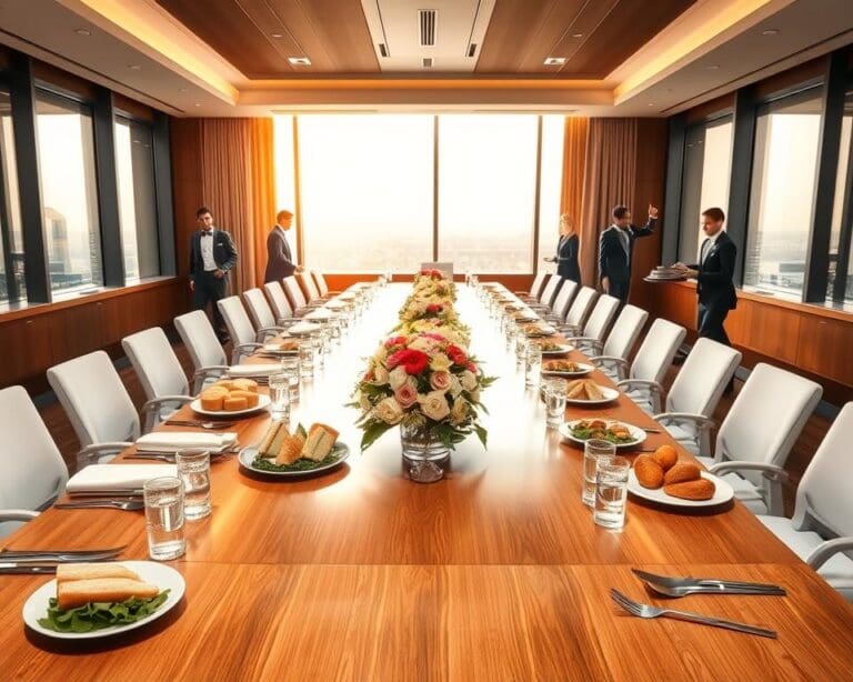 Hoe zorgt een cateringteam voor een zakelijke lunch?